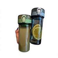 Bouteille d'eau portable Aiyinmei style Instagram en PP, mignonne et créative, unisexe, pour adultes et étudiants, avec couvercle à ressort et verrouillage sécurisé