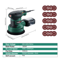 Lijadora Orbital Aleatoria Eléctrica de 300W en Oferta para Lijado de Madera y Metal para Uso Industrial y Bricolaje, 230V