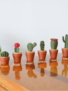 Figurine de cactus en pot imprimée en 3D, jeu d'échecs, figurine de succulente, décoration de bureau, jouet éducatif pour enfants et adultes - Product Image 5