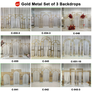ฉากหลังงานแต่งงานโค้งมนทำจากโลหะสีทองคุณภาพสูงสแตนเลสสตีลเนื้อเนียน - Product Image 5