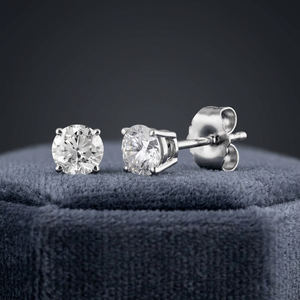 Pendientes solitarios de diamante de corte redondo para uso diario, 0.50 ct, diamante cultivado en laboratorio en oro macizo de 14K, para ocasiones especiales y fiestas. - Product Image 3