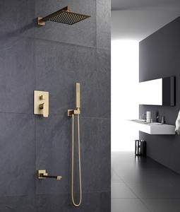 Pommeau <span class=keywords><strong>de</strong></span> <span class=keywords><strong>douche</strong></span> <span class=keywords><strong>de</strong></span> luxe KD-03RS en laiton couleur or brillant, forme carrée, pour salle <span class=keywords><strong>de</strong></span> bain d'hôtel, effet <span class=keywords><strong>pluie</strong></span> et <span class=keywords><strong>ciel</strong></span> - Product Image 2