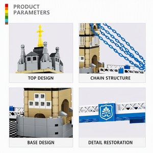 Ensemble de blocs de construction personnalisés du Tower Bridge de Londres, étiquette privée OEM, 969 pièces, briques emblématiques, jouet STEM pour adultes, décoration - Product Image 3