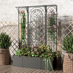 <span class=keywords><strong>Fioriera</strong></span> Moderna Personalizzata con Traliccio per <span class=keywords><strong>Rose</strong></span>, 62 Pollici di Altezza, in Metallo Resistente, Nera, con Schermo per la Privacy, per Esterni, Patio e Terrazza - Product Image 5