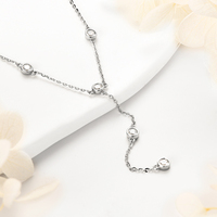 Ronde Moissanite Diamant Lange Ketting 100% Zilver 925 Ketting Y-vormige Ketting Charme Sieraden Valentijnsdag Cadeau voor Vrouw