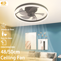 Ventilateur de plafond à double couleur noir et blanc, profil bas, moteur DC à économie d'énergie, ventilateur de plafond pratique pour la décoration de la maison et du salon
