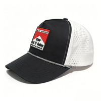 Casquette de golf pour homme à 5 panneaux avec logo personnalisé en PVC, perforations découpées au laser, imperméable, avec cordon, en polyester, casquette de baseball sportive