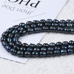 Perles d'eau douce naturelles en forme de riz noir de 10-11 mm en gros, perles nues, accessoires de bijoux DIY, perles de riz - Product Image 1
