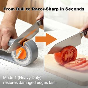 <span class=keywords><strong>Aiguiseur</strong></span> de couteaux 6-en-1 pour la cuisine, sélection de mode facile par cadran pour ciseaux et lames fines, base antidérapante, outil d'affûtage manuel - Product Image 5