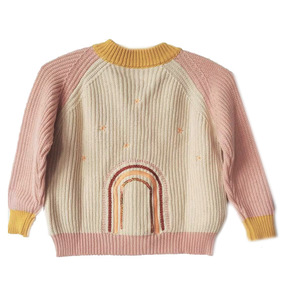 Cárdigans de Jacquard para niñas pequeñas, abrigos de otoño con cuello en V, rosa, amarillo, estrella de arco iris, lentejuelas - Product Image 1