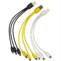 Cable de Carga Corto 3 en 1 de 20 cm, IOS, Micro USB, Tipo C, Carga Rápida de 2 A para Teléfono Celular, Banco de Energía, Viajes, Negro, Blanco, Amarillo, Se Acepta OEM