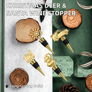 Bouchon de bouteille de vin en métal créatif JB293, cerf amusant et Père Noël, décoration de sapin de Noël, idée cadeau - Product Image 2