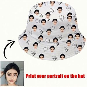 Chapeau Bob Léger Personnalisable 1 pièce Impression Portrait Personnalisée Motif Cœurs Aléatoires Vêtement Décontracté Cadeau Type Dessin Animé - Product Image 4