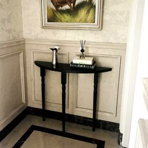 Mesa <span class=keywords><strong>Consola</strong></span> de Salón de Estilo Francés, Minimalista, de Lujo Ligero, de Madera Maciza Negra, Semicircular, Montada en la Pared, Ultra Estrecha - Product Image 6