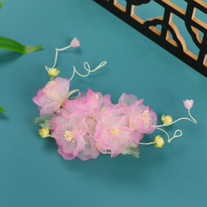 2025 Spring Collection Original Design Gradient <b>Pink</b> Exquisite Handmade Thread-<b>Wrapped</b> Hanfu Headwear Hair Clip Makeup and Hair - Product Image 2
