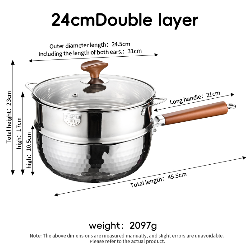 Pot Yukihira en acier inoxydable 316L (24 cm, double paroi)