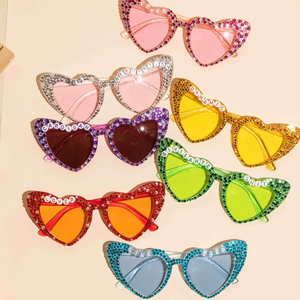 Lunettes de Soleil Personnalisées avec Cristaux, Accessoires Photo pour Femme, <span class=keywords><strong>Anniversaire</strong></span>, Célébrité, Concert, Tenue de Soleil - Product Image 1