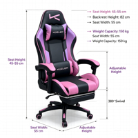 Chaise de jeu de course moderne, chaise pivotante en cuir noir haut de gamme, hauteur réglable, avec pédales de massage, adaptée aux joueurs