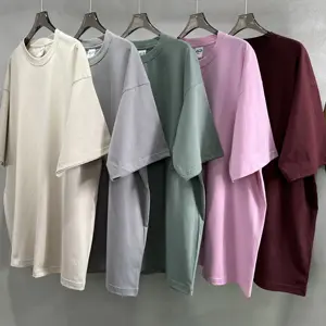 Alta calidad 100% algodón unisex bordado en blanco peso pesado camiseta impresión personalizada hombres cuello redondo camisas para hombres