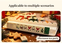 Tuiles de Mahjong de Noël – Art festif des fêtes – Ensemble américain en acrylique pour soirée de jeu en famille et coffret cadeau