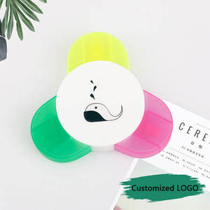 Promoción al por mayor: Juego de rotuladores Kawaii de punta oblicua multicolor con embalaje suelto de plástico Heada, amarillo/verde/rosa - Product Image 2