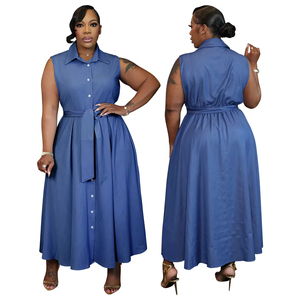 Vestidos africanos de talla grande para mujer, formales, elegantes, modestos, sin mangas, estilo indio, maxi vestidos con cinturón, vestidos de talla grande para mujer - Product Image 3