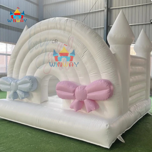 บ้านเด้งเป่าลมสีรุ้งสีพาสเทลพร้อมดีไซน์รูปโบว์และปราสาทปราสาทปราสาทปราสาทสำหรับปาร์ตี้และกิจกรรมต่างๆในธีมเด็กผู้หญิง - Product Image 6