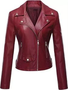 Chaqueta de Pu para <span class=keywords><strong>mujer</strong></span> de alta calidad de fábrica de China para Otoño Invierno Blouson Sngal Color en blanco Estilo fresco <span class=keywords><strong>Mujer</strong></span> Chaqueta de cuero de Pu agradable - Product Image 4