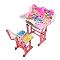 Ensemble table et chaises d'étude réglables en hauteur pour bébés et enfants, rose, vente en gros