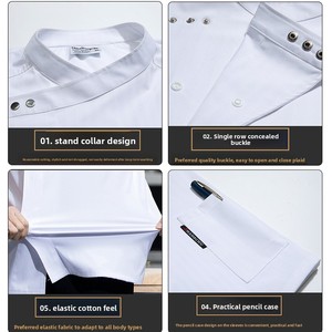 5-Sao Khách Sạn Đầu Bếp Quần Áo Cho Nam Giới Mùa Hè Ngắn Tay Phục Vụ Đồng Phục Nhà Hàng Phương Tây & Bar Tạp dề Với Top Pattern - Product Image 2