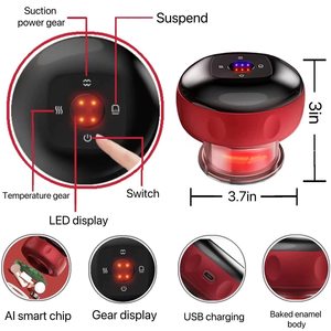 Set per Terapia di Coppettazione Elettrica con Luce Rossa e Coppette Riscaldate, Massaggiatore Intelligente con Telecomando e Custodia da Viaggio - Product Image 3
