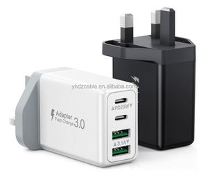 40W Dual <b>USB</b> <b>C</b> Travel Adapter 4-port <b>USB</b> QC3.0 Fast Charging Head EU UK US <b>Plug</b> Android Adapter - Product Image 1