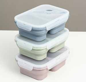 Boîte à lunch rectangulaire multifonctionnelle en silicone ODM/OEM, matériau de qualité alimentaire, accessoires compatibles <span class=keywords><strong>micro</strong></span>-ondes - Product Image 1