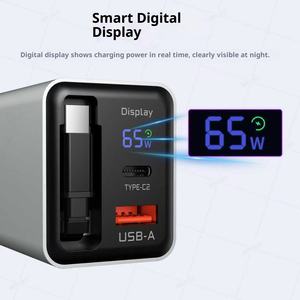 Chargeur de nitrure de gallium à affichage numérique ligne extensible 65W adapté aux adaptateurs de charge rapide <span class=keywords><strong>Apple</strong></span> et Huawei Type <span class=keywords><strong>C</strong></span> - Product Image 4