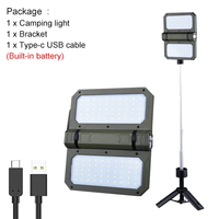 Luz LED retráctil para tienda de campaña, reflector para exteriores con carga USB, iluminación de trabajo magnética alimentada por batería