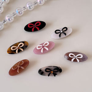 Molletta per capelli in versione coreana con Design a cuore da ragazza con bordo ovale in acetato per frangia per diverse acconciature - Product Image 1