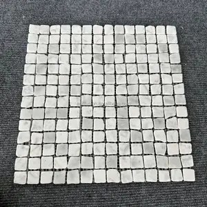 Carrara beyaz 20X20 düzensiz kenar mermer mozaik zemin beyaz mermer mozaik için DUVAR KAROLARI