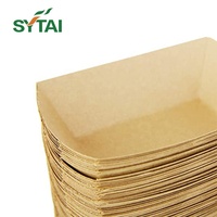 Plateau de nourriture en papier kraft, plateau de bateau en papier kraft jetable avec revêtement PLA, plateau de papier de restauration rapide