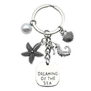 Брелок с логотипом морской тематикой, винтажный стильный брелок, подарки, модная сумка из цинкового сплава, брелки для ключей, морская улитка, лошадь, морская звезда - Product Image 5