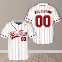 Jersey Baseball dengan Nama Tim yang Dipersonalisasi, Garis Warna Kustom untuk Penggemar Baseball, Jersey Pasangan Baseball