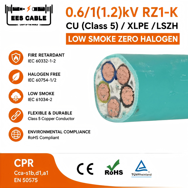 RZ1-K(AS) CU XLPE Cable LSZH 2core 2x35mm2 Flexible Flame Retardant CU XLPE LSZH N2XY Halogen Free Power Control Cable EESCABLE