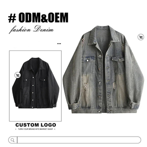 Veste en jean décontractée pour homme, style rétro, effet vieilli, coupe ample, classique, avec boutons décoratifs, style streetwear rétro pour homme - Product Image 1