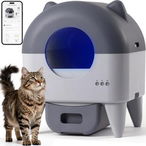 Bac à litière automatique extra large autonettoyant pour plusieurs chats, contrôlé par application avec capteurs intelligents, protection anti-odeurs et sécurité. - Product Image 1