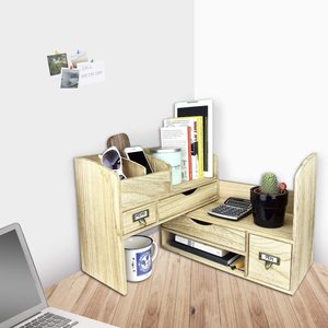 Organisateur de bureau en bois avec plusieurs tiroirs pour fournitures de bureau, rangement de téléphone et tablette, et organisation du bureau - Product Image 4