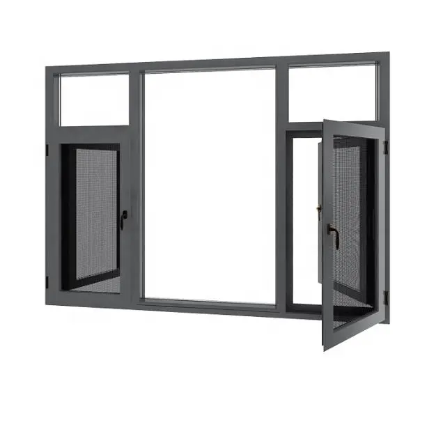 Yüksek kaliteli alüminyum kanatlı pencere çift asılı özelleştirilmiş çerçeve kanatlı pencere ve kapılar
