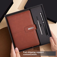 Carnet d'affaires professionnel en cuir PU avec ensemble de stylos, coffret cadeau souvenir de bureau