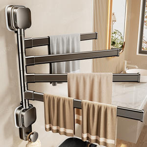 Porte-serviettes mural pliable à ventouse Blue Vine, 4 barres, sans perçage, pour salle de bain - Product Image 1