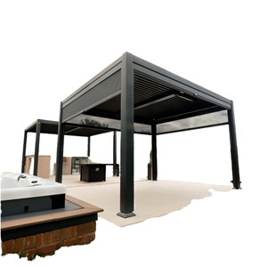 Pergola de luxe en aluminium gazebo électrique bioclimatique persienne étanche patio terrasse auvent pour décorations de jardin extérieur LED - Product Image 1