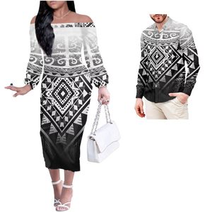 Vestido Midi <span class=keywords><strong>de</strong></span> mujer con cintura elástica con estampado polinesio Camisas <span class=keywords><strong>de</strong></span> hombre para traje <span class=keywords><strong>de</strong></span> <span class=keywords><strong>club</strong></span> <span class=keywords><strong>de</strong></span> pareja - Product Image 1