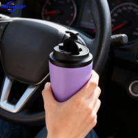 Gobelet isotherme en gros, pas cher, noir, blanc, jaune, vert, 12 oz, tasse à café isolée et mug avec couvercle pour les voyages en voiture